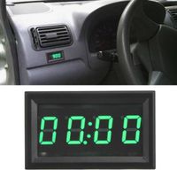 Décoration d'accessoire d'horloge de montre de voiture lumineuse numérique électronique à LED (vert) -XIF