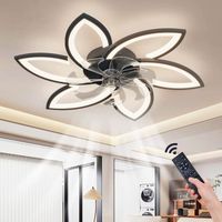 KIWAEZS Ventilateur de Plafond à LED 6 Vitesses Fan Silencieux avec Dimmable Eclairage Lampe Noir Dia.78 cm