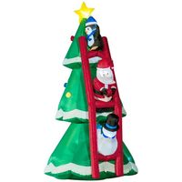 Outsunny Sapin de Noël Gonflable avec Lumières LED 247 cm, Père Noël Bonhomme de Neige et Pingouin sur échelle - Imperméable
