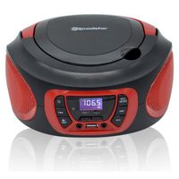 Radio CD Portable Numerique FM PLL, Lecteur CD, CD-R, CD-RW, MP3, USB, Stereo Roadstar CDR-365U/RD  Noir/Rouge 33024