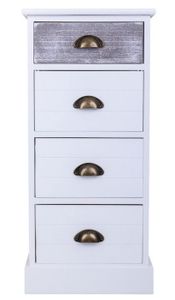 CHIFFONNIER - SEMAINIER Chiffonnier, meuble de rangement en bois avec 5 tiroirs coloris gris, blanc - Longueur 35 x Profondeur 25 x Hauteur 76 cm