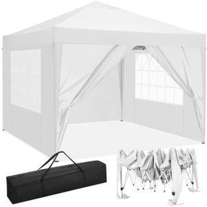 Tonnelle de Jardin Pliante 3x3 m Blanche - Tonnelle Barnum Pliant Toile  210D (160g/M2) - Tente Pliable Idéale pour Reception en Exterieur