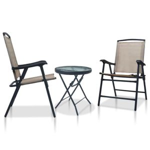 Ensemble table et chaise de jardin Ensemble de bistro 3 pcs - CHEZ SHOP® - Taupe Acier - Léger et durable - Pliable