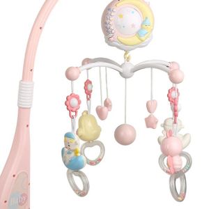 MOBILE Cloche de lit mobile pour berceau avec projecteur de boîte à musique jouets éducatifs pour bébé  23.5*59cm-rose