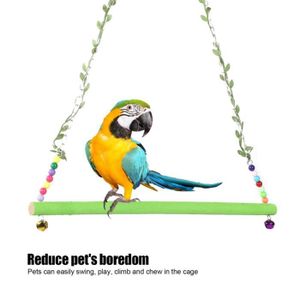 BALANÇOIRE DILWE-Balançoire pour animaux de compagnie Poulet Perroquet Grand Oiseau Animal Balançoire Jouet En Bois Suspendu Vert Jouant-YUA