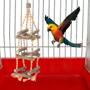 ECHELLE Jouet d'oiseau, perroquets debout perchoirs d'escalade échelle en bois corde de coton tour de vie hamac suspendu décor pour