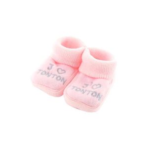 CHAUSSON - PANTOUFLE Chaussons pour bébé 0 à 3 Mois rose - J'aime tonton - FRUIT DE MA PASSION - Polyester - Enfant