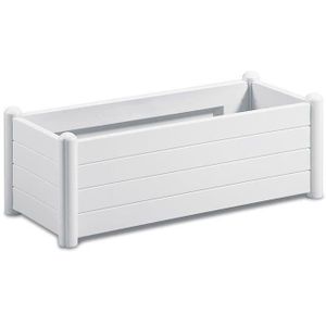 JARDINIÈRE - BAC A FLEUR STEFANPLAST Bac à fleurs rectangulaire - Finition en bois - 100x43xH35cm - 80L - Blanc