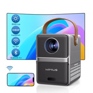 Vidéoprojecteur WIMIUS Mini Projecteur Videoprojecteur – 8000 Lumens – 5G WiFi Bluetooth 5.2 – Supporte 1080P Full HD Retroprojecteur Portable