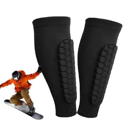 Paire De Protège-tibias Ski – Structure Nid D'abeille, Couverture étendue Jusqu'à La Cheville, Respirant – Pour Ski, Foot, Hockey