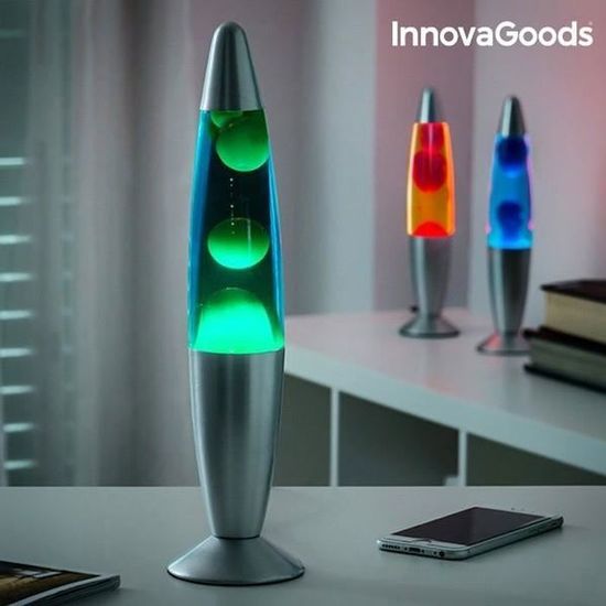 Lampe Lava Balvi Magma Rouge - Lampe à Lave Originale & Hypnotisante - Déco Moderne Aluminium & Verre 45 Cm
