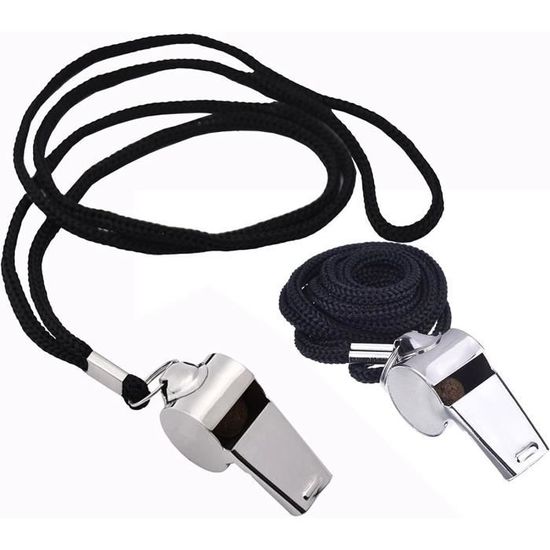 Sifflet En Acier Inoxydable KAONESS - Son Clair Et Puissant - Avec Lanière Nylon - Pour Coachs Sportifs, Arbitres (Lot De 1)