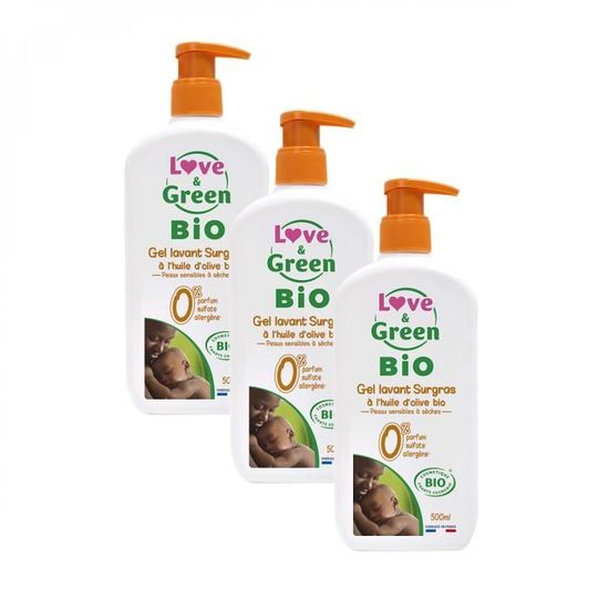 Love And Green Lot De 3 Gels Lavants Surgras Bebe Huile D Olive 500ml Bio Cdiscount Au Quotidien