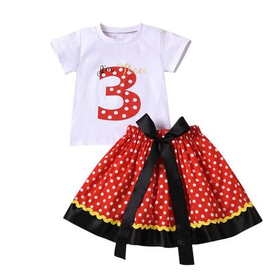 Robe d'anniversaire de 3 ans à imprimé de lettres pour bébés filles pour  tout-petits + tenues de nœud papillon n6468 Rouge - Cdiscount Prêt-à-Porter