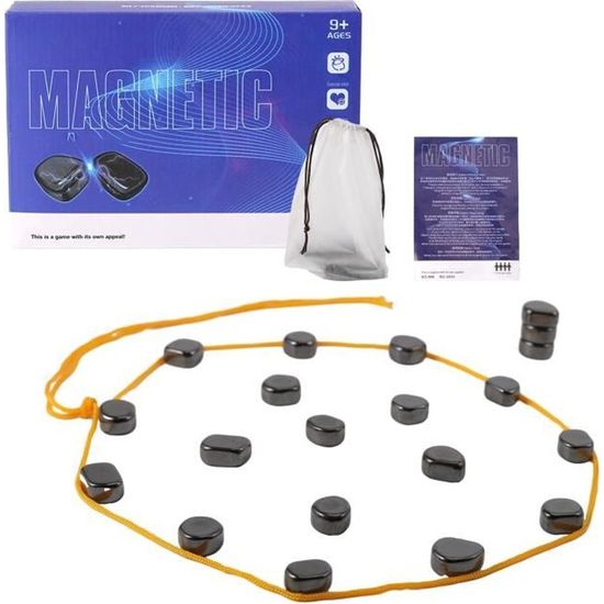 Jeux Magnetique Enfant Jeu D'échecs Magnétique - Plateau Bois - 20 Pierres Aimantées - Jeu De Réflexion Familial - Portable Jouet éducatif Enfants