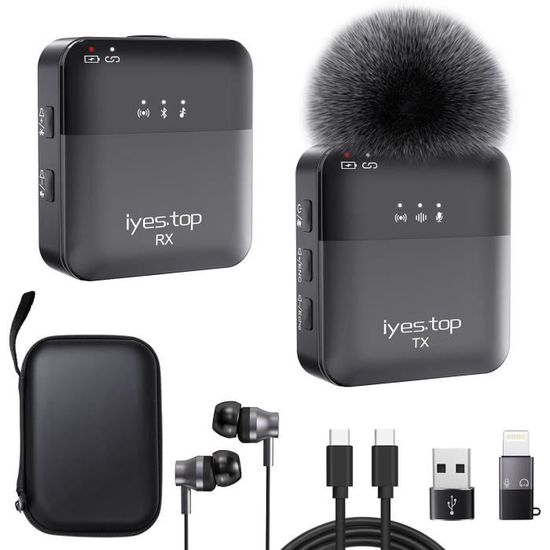 Micro Cravate Sans Fil USB-C Pour Smartphone - 2 Micros Lavalier - Pour Vlog Et YouTube