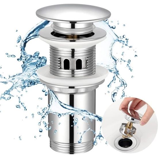 CHENEVER Bonde De Lavabo, Bouchon Lavabo Système De Vidage Pop-up Bonde Clic Clac Avec Trop