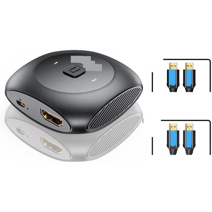 Commutateur HDMI 4K 60Hz 2 Ports - Sélecteur Vidéo 2 En 1 Pour PC, PS5, Xbox, Switch Et Projecteur