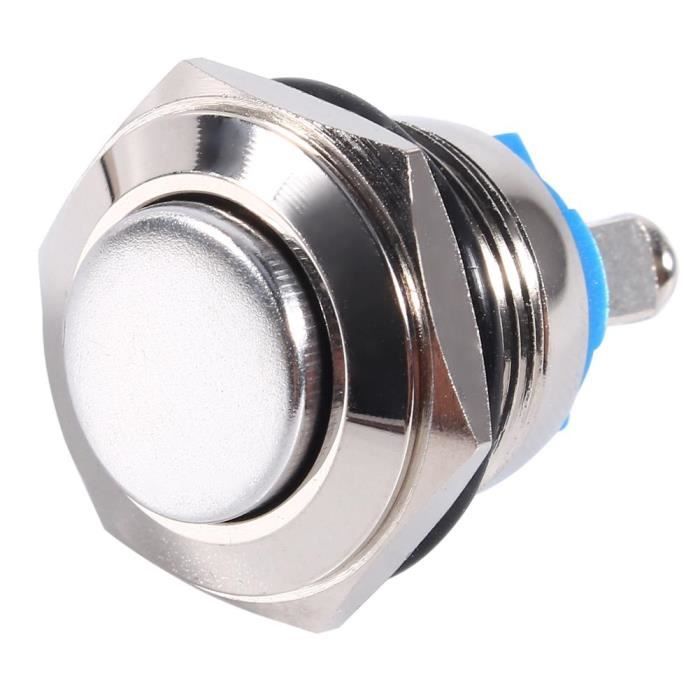 ROMANTIC Bouton poussoir en métal 12V 16mm voiture imperméable à l’eau momentanée sur OFF corne interrupteur