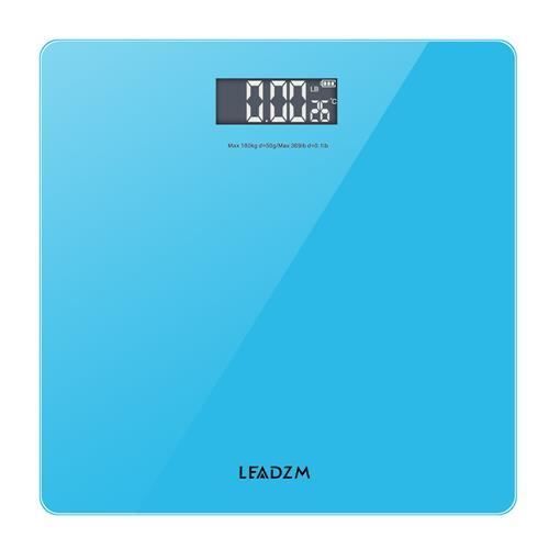 LEADZM Balance Personnel Éléctronique, Pèse Rectangulaire Impédancemètre Mécanique Ecran MAX 180KG - Bleu