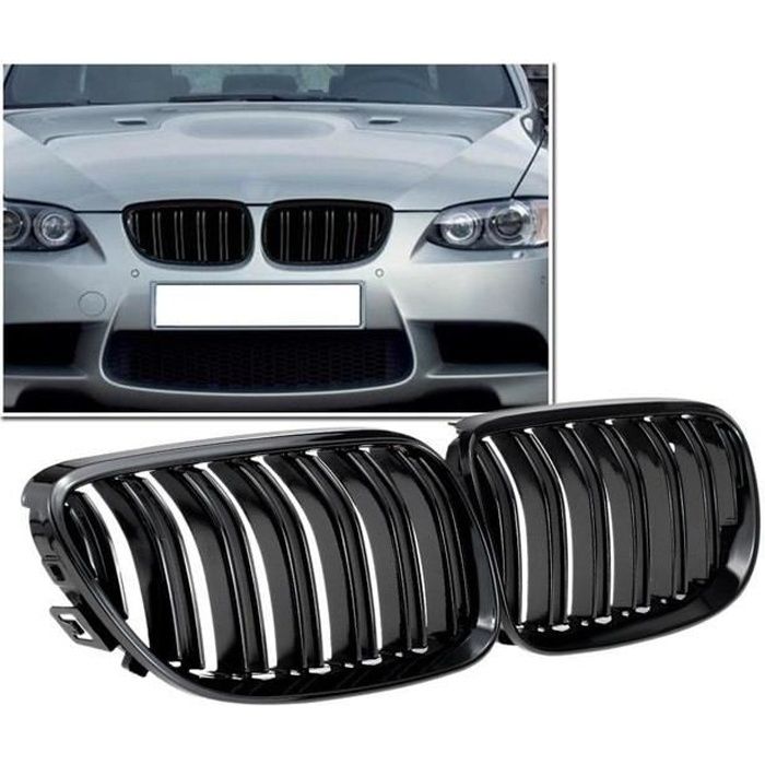 2 GRILLE DE CALANDRE NOIR BRILLANT BMW SERIE 3 E92 COUPE ET E93 CABRIOLET PHASE 1 DE 2006 A 03/2010