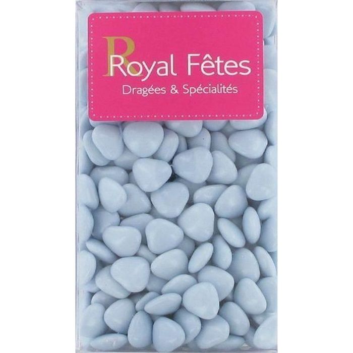 DRAGÉES PETITS COEURS BLEU CIEL AU CHOCOLAT 250 G Bleu, turquoise, ciel