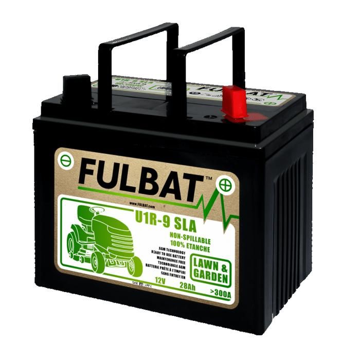 Batterie u1r-9 fulbat 12v28ah lg 195 l130 h180 300a -sla sans entretien - motoculture