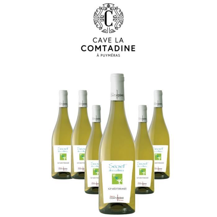 Vin Blanc - IGP Méditerranée - 2021 Grenache Blanc et Roussane - vin tranquille - Lot de 6 bouteilles de 75cls soit 4,5 litres