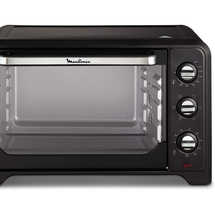 Moulinex Optimo 33L Four Electrique Chaleur tournante Noir 6 Modes de Cuisson pain pizza tartes gateaux patisseries Grille et Leche