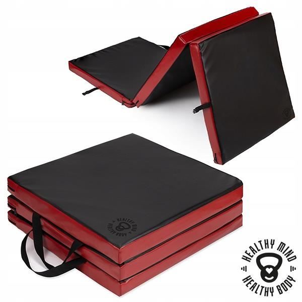 Tapis de Gymnastique Pliable, Noir-Rouge, 180x60 cm, Gym pour Fitness, Yoga