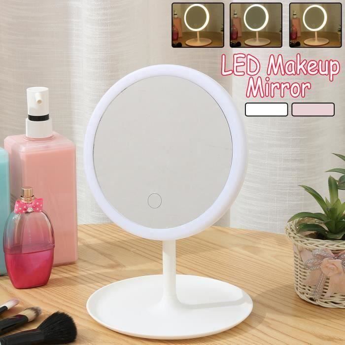 Miroir Maquillage LED Miroir de Maquillage Rechargeable BLANC Meg12661