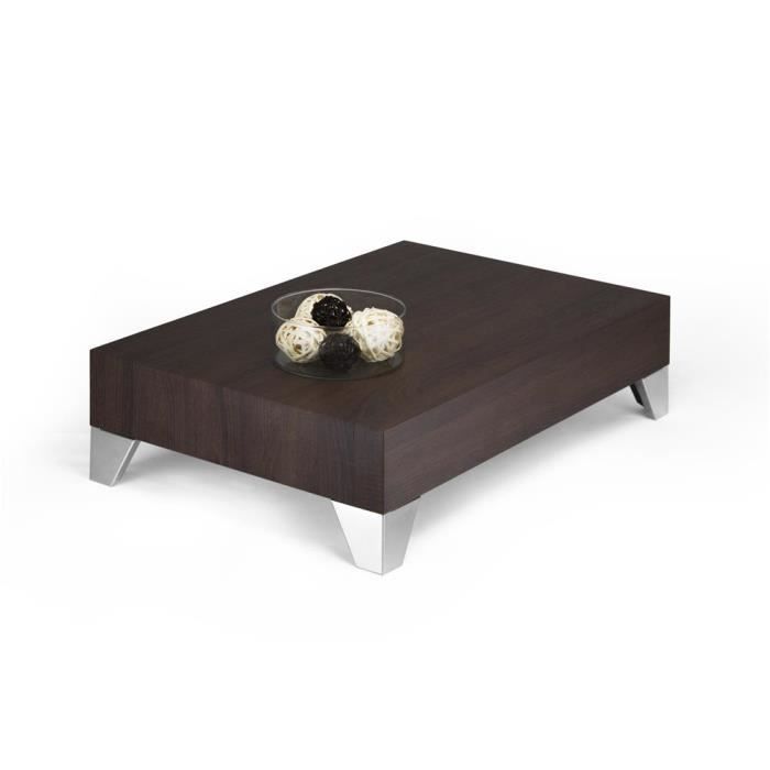 Mobili Fiver, Table basse, Evolution 90, Wengé, Mélaminé/Acier INOX satiné, Made in Italy