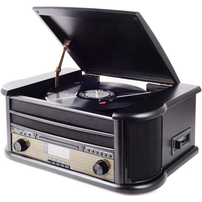 MUSITREND Platine Vinyle à 3 Vitesses avec des Haut-parleurs Stéréo Intégrés(33/45/78 TR / Min), Lecteur Multifonctions CD, disques