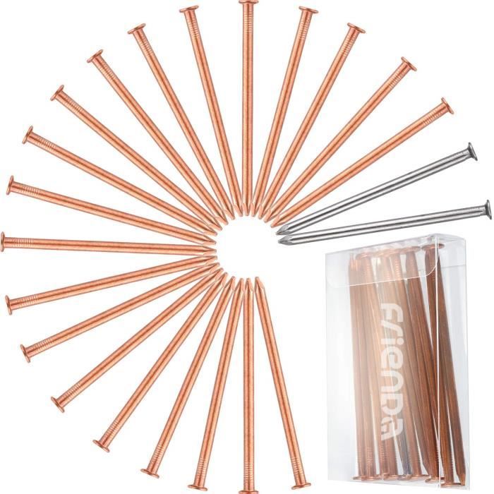 20 Pièces Grands Clous de Cuivre, 3.5 Pouces (89 mm) Pointes d'Ongles Longues, Pointes de Suppression de Souches avec 2 Pièces Cl