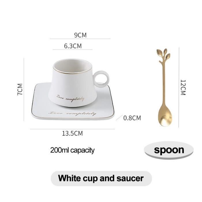 Service à café avec soucoupes,Porcelaine européenne tasse en céramique lait de soja petit déjeuner café condensé tasse-Type WHITE#A2