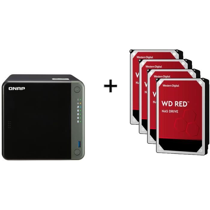 Serveur de Stockage (NAS) - TS-453D-4G - 4 Baies + 4 Disque dur Interne NAS - 6To - 5 400 tr/min - Cache 256MB - 3.5- (WD60EFAX)