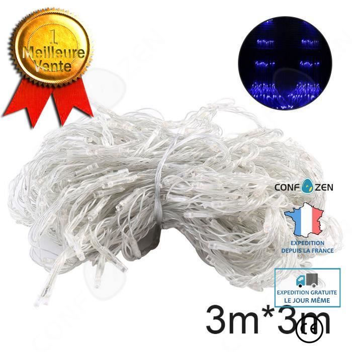 CONFO 3m x 3m LED rideau lumineux Guirlande lumineuse LED cascade glace bande lumière mise en page de fond décoration de mariage Blu