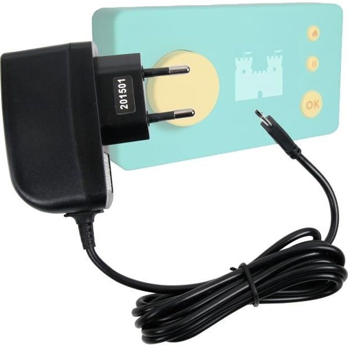 Chargeur secteur à prise murale pour Lunii, ma Fabrique à Histoires - charge rapide 2 amp et port micro USB, par DURAGADGET