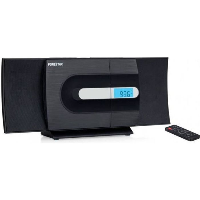 Micro-chaîne FONESTAR CURVE, chaîne Hi-Fi avec lecteur CD / USB / MP3 / FM et entrée jack 3,5 mm à utiliser avec le câble. Radio FM