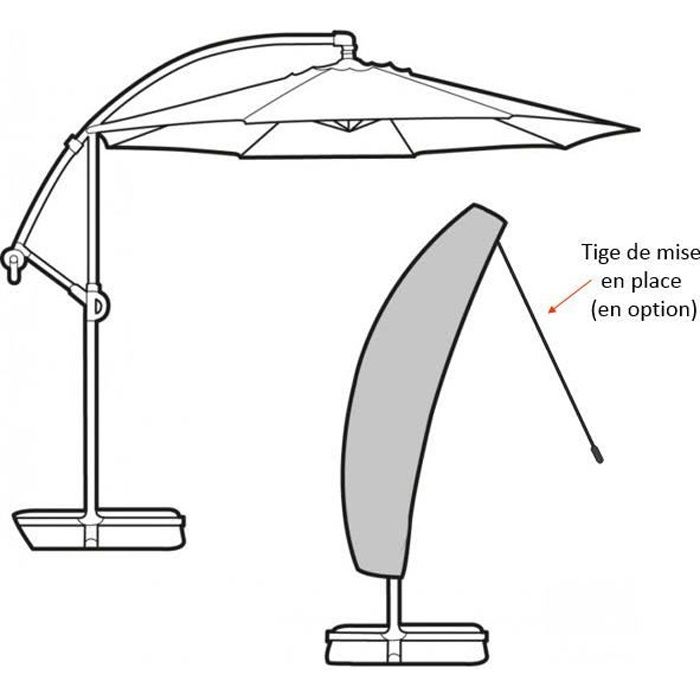 Housse complète pour parasol déporté 280cm gamme élite noir avec tige