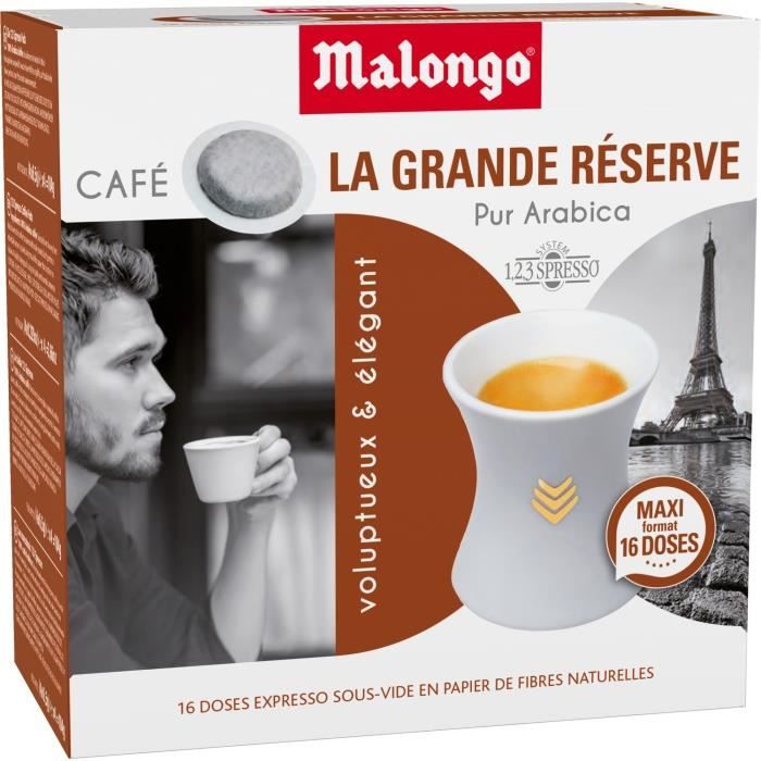 LOT DE 6 - MALONGO Expresso La Grande Réserve - 16 dosettes de café Compatibles 123 spresso