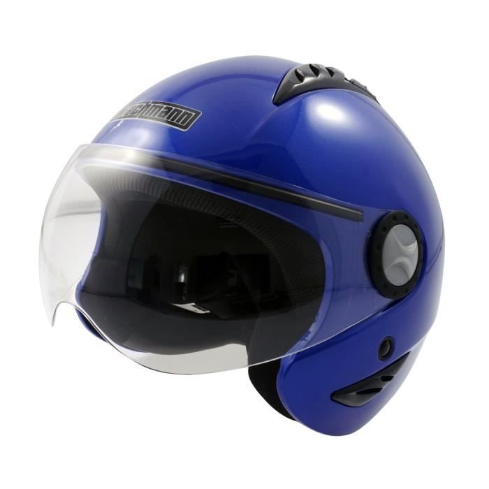 Casque jet WACHMANN WA 40 Comes bleu brillant XS Maxiscooter, Scooter, Quad, 50cc à boite, Moto,