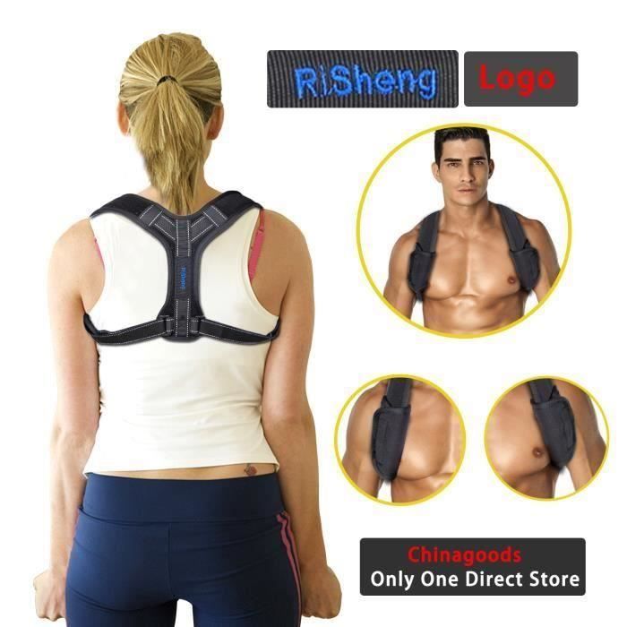 Correcteur de Posture, Réglable 32-45-, Coussinets aisselles pour Dos, épaules et Nuque, Améliore posture pour homme ou femme, Noir