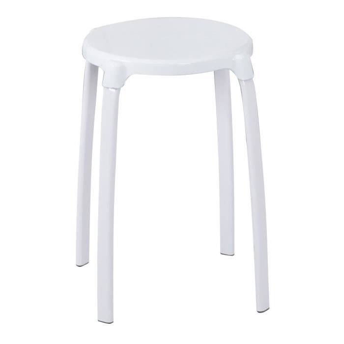 Tabouret de salle de bains rond - Blanc