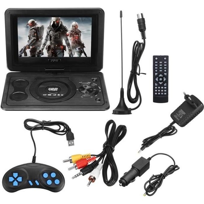 TEMPSA Lecteur DVD portable - Écran rotatif 13,9 pouces - Télécommande - Joystick de jeu