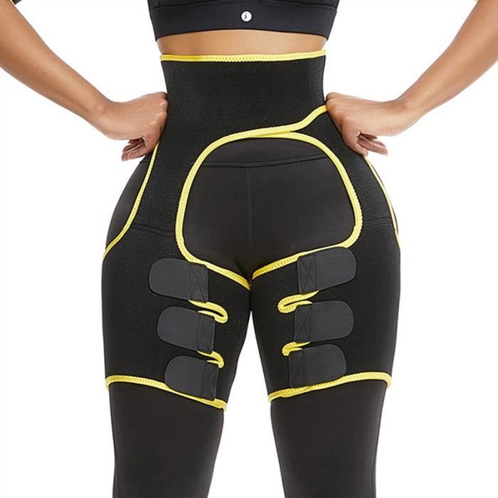 Ceinture de Fitness Réglable Jambe Abdominal Fesses Shaper Femme Minceur Amincissante Taille basse Jaune L/XL