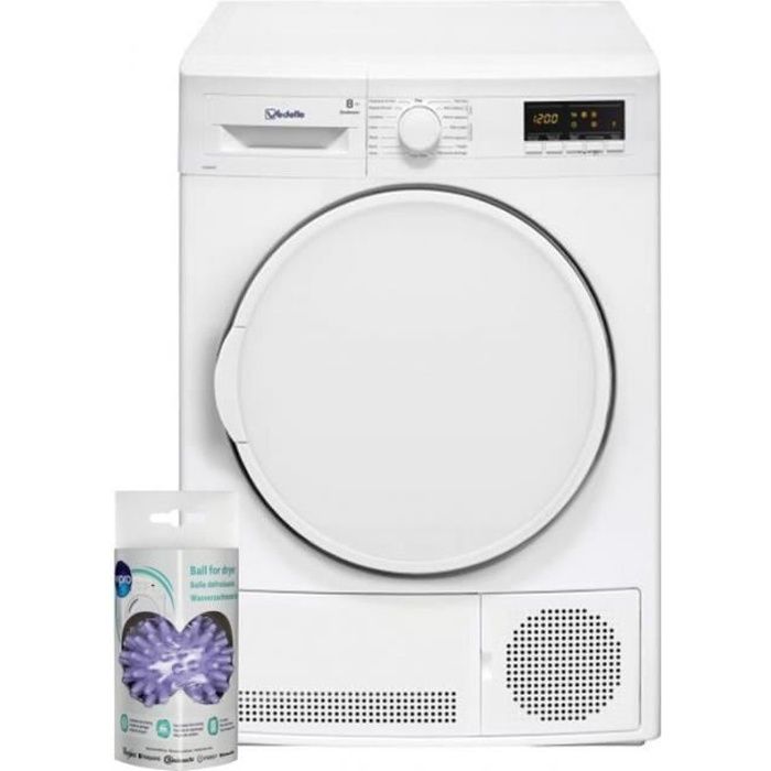 VEDETTE Sèche-linge frontal condensation 8kg Electronique Tambour 112L Départ différé 61 Blanc
