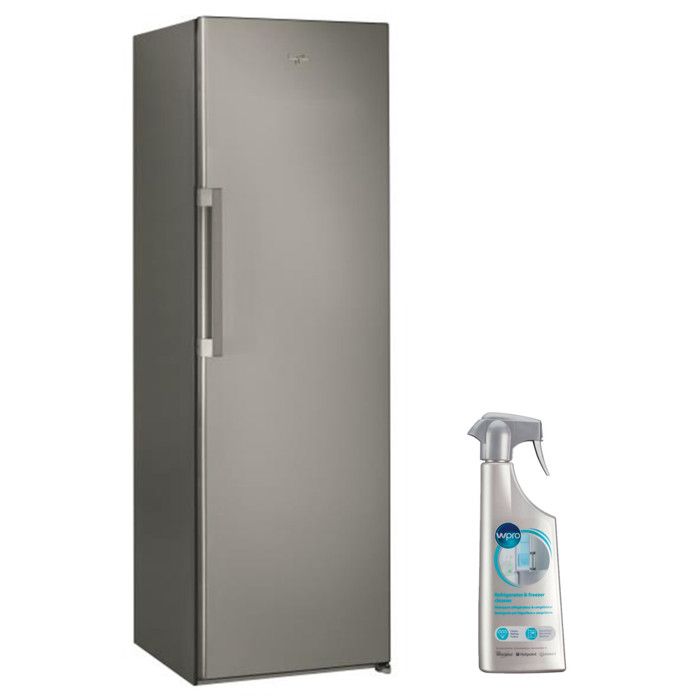 WHIRLPOOL Réfrigérateur Frigo simple porte inox 322L Froid Brassé Dégivrage Automatique 63 Gris
