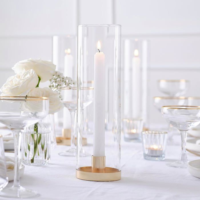 NUPTIO Porte-bougies Verre Ouragan - Set 2 Bougeoirs Cylindriques 35 Cm Pour Mariage Et Décoration