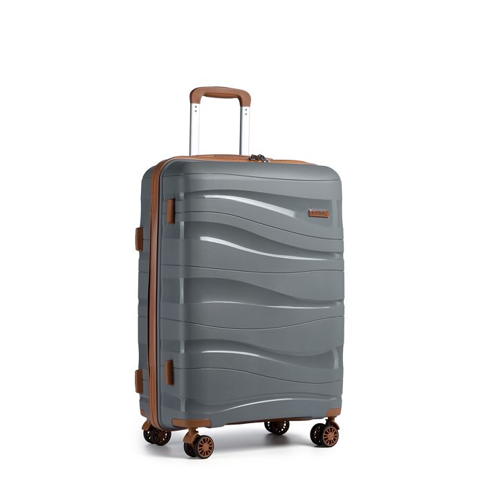 Kono Valise Cabine Grande 76x50x31cm Rigide Polypropylène Valise de Voyage  à roulettes et Serrure TSA, 100L, Gris